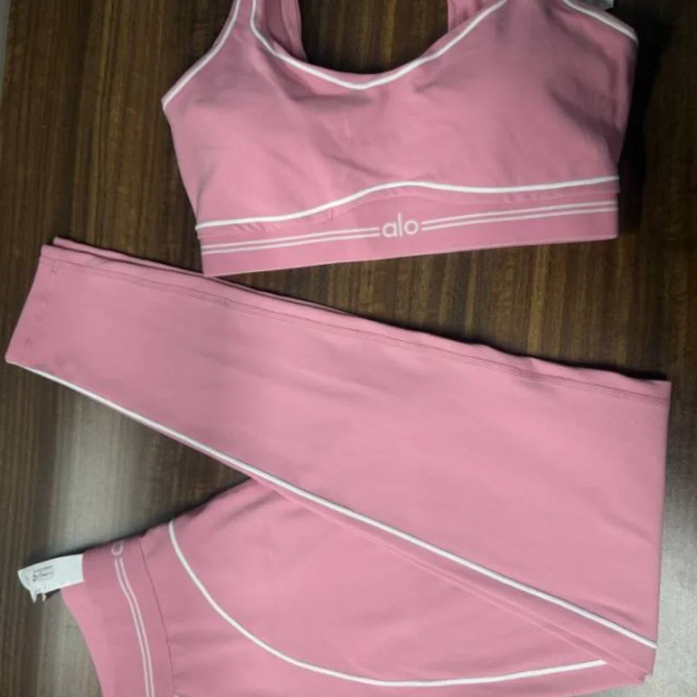 Alo Heartthrob Bra & Leggings In Pink Wild Rose *SET*